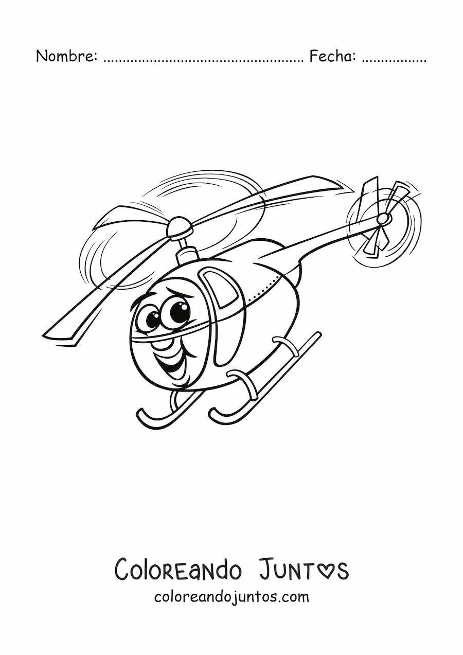 Imagen para colorear de helicóptero animado