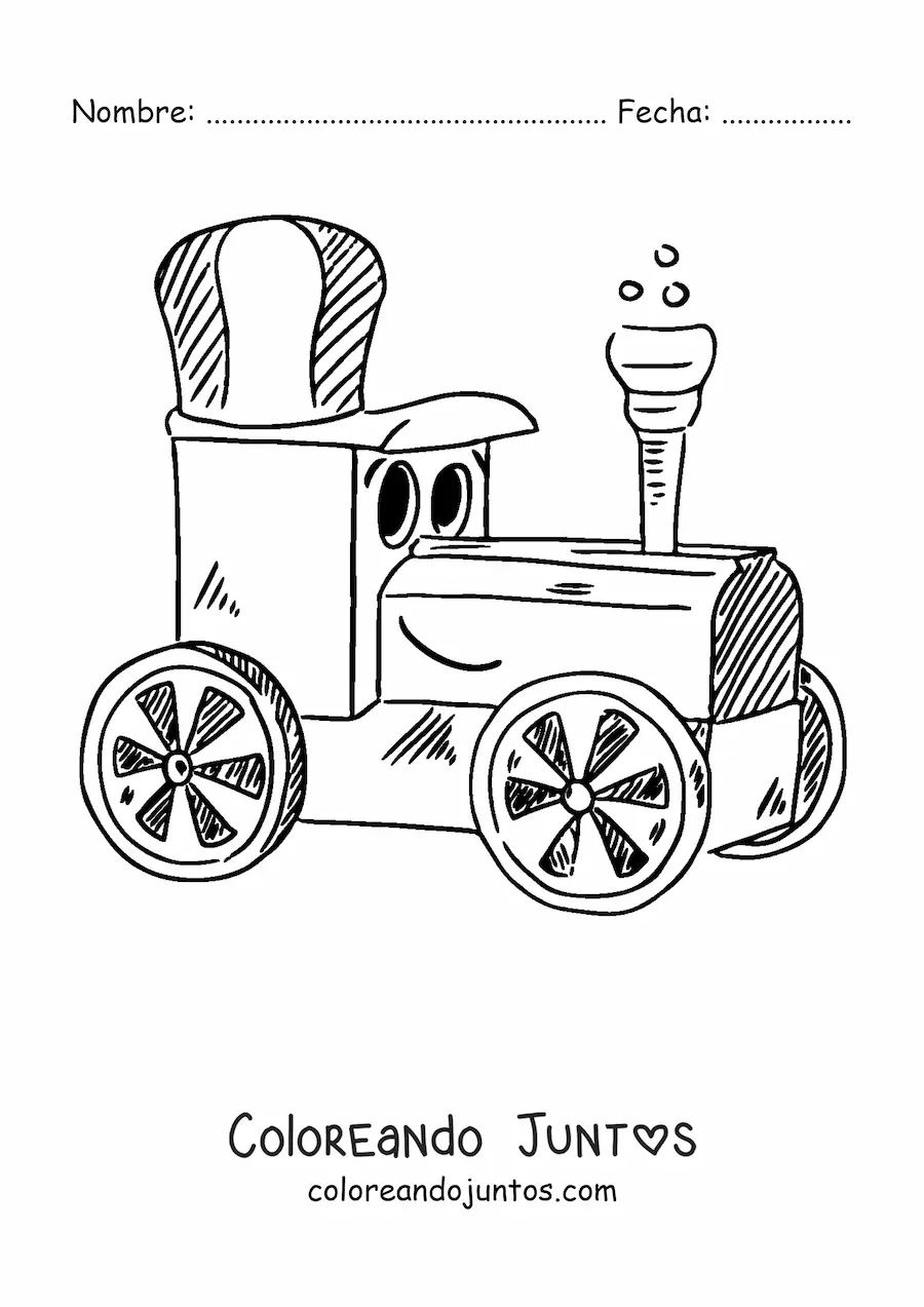 Imagen para colorear de tren animado grande
