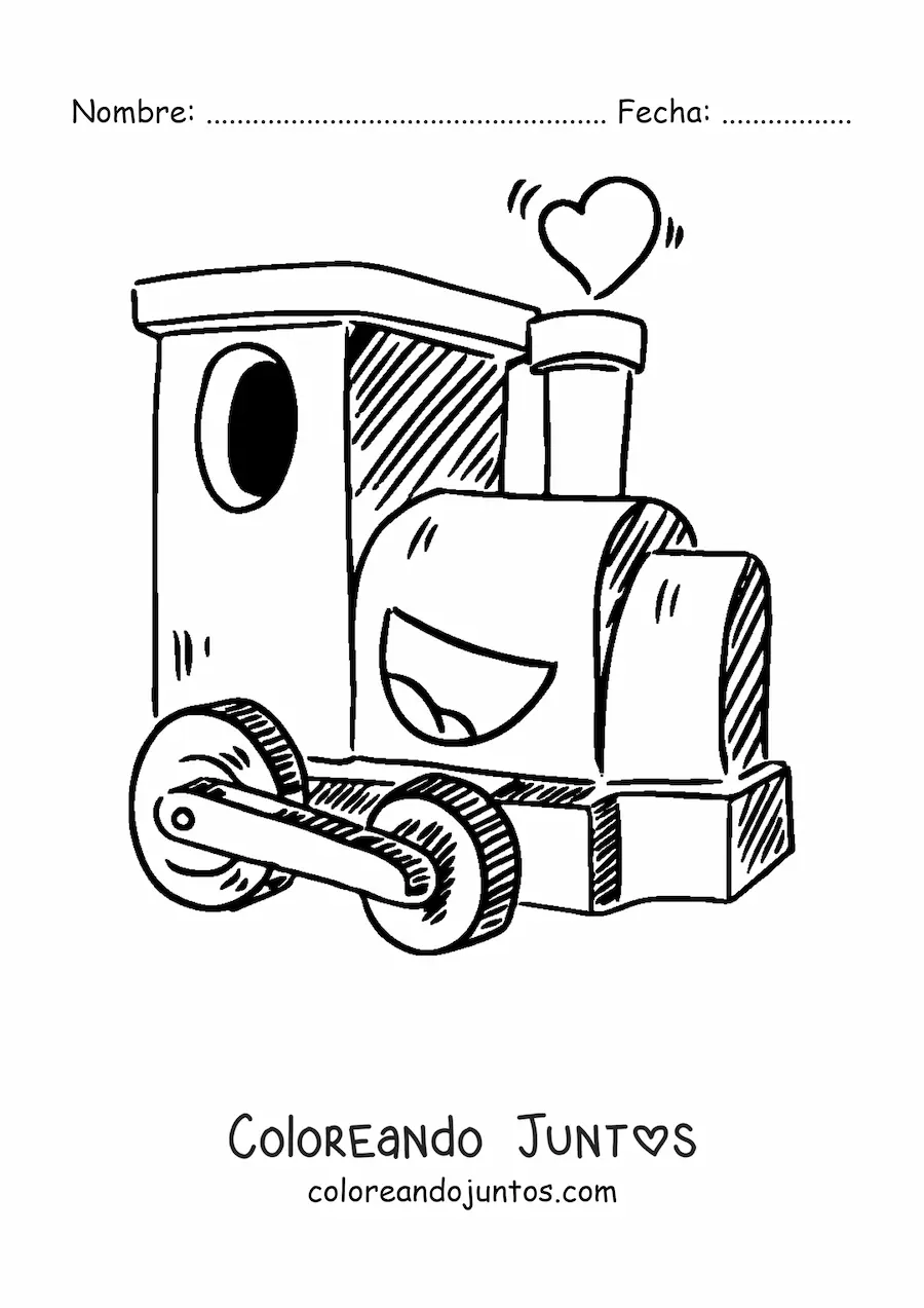 Imagen para colorear de tren animado kawaii