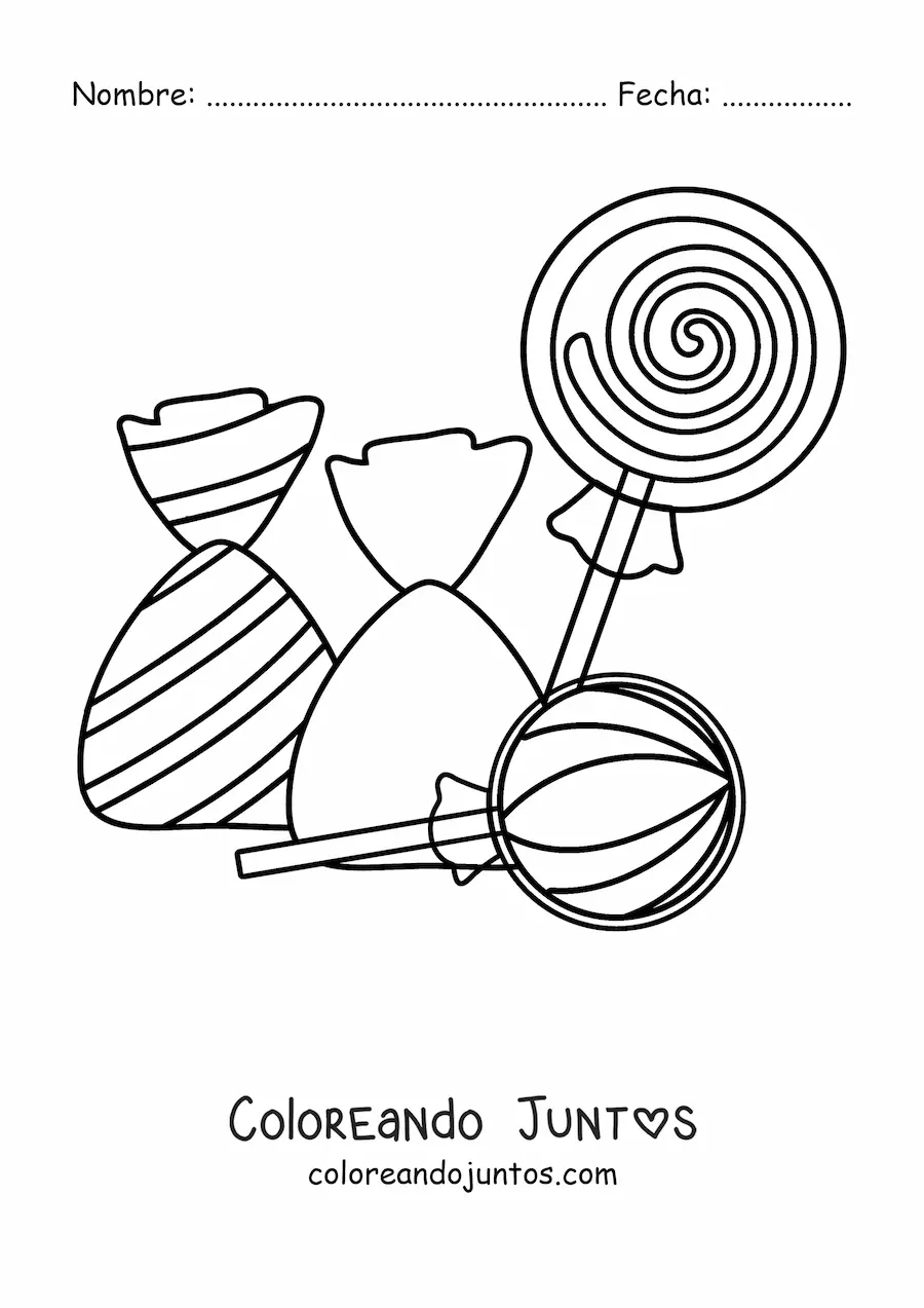 Imagen para colorear de paletas y bolsas de caramelos