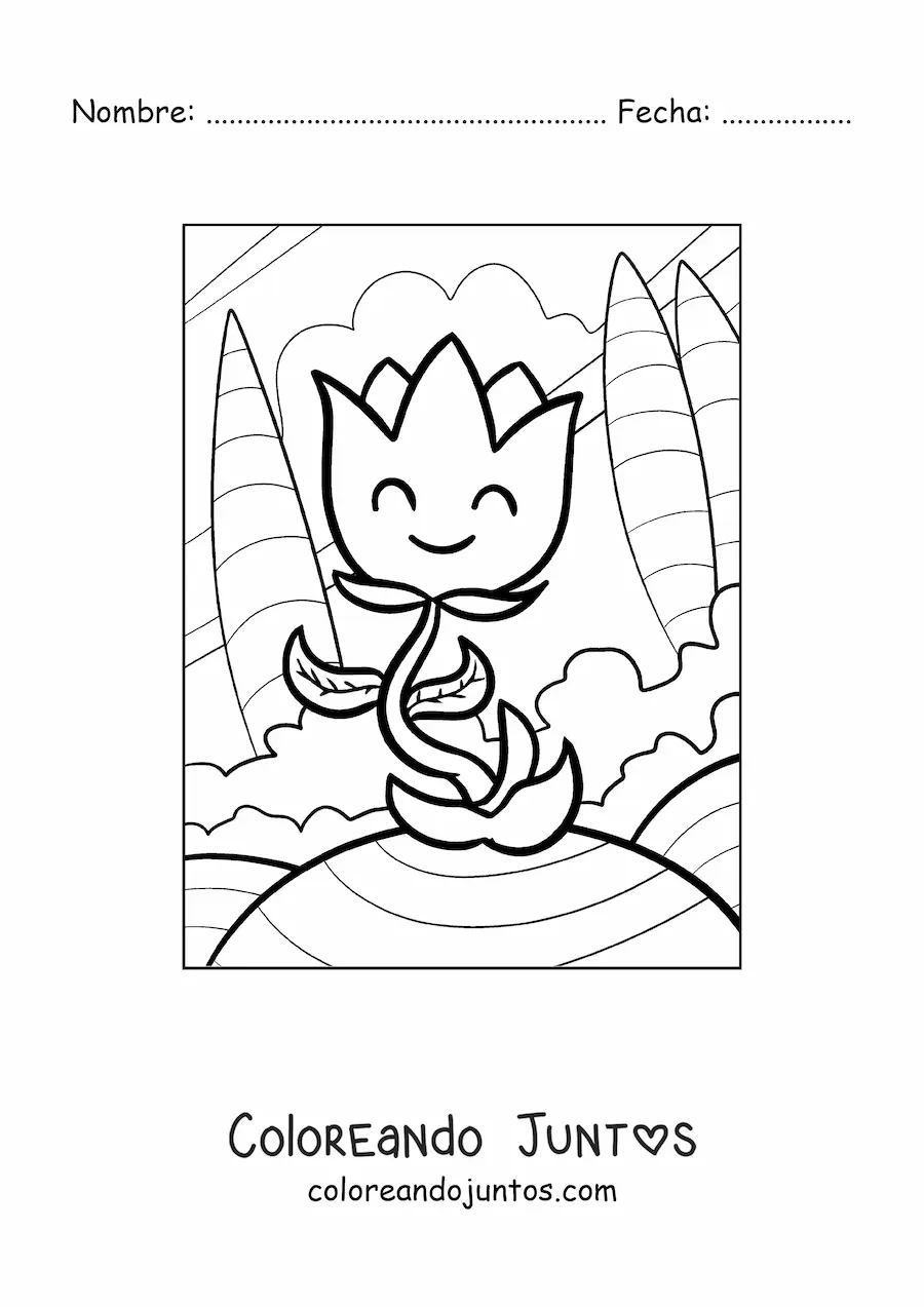 Imagen para colorear de tulipán animado grande