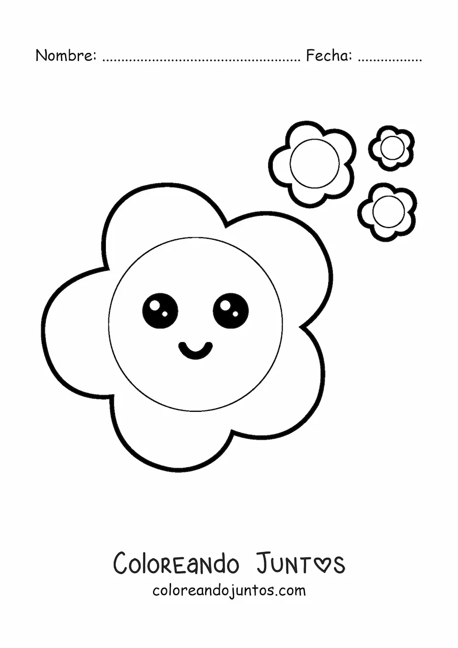 Imagen para colorear de flores kawaii grandes