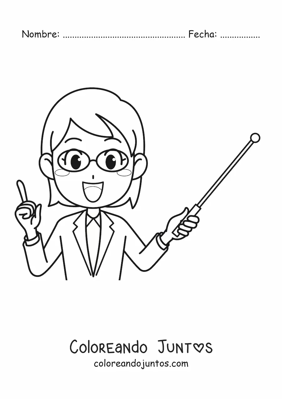 Imagen para colorear de profesora