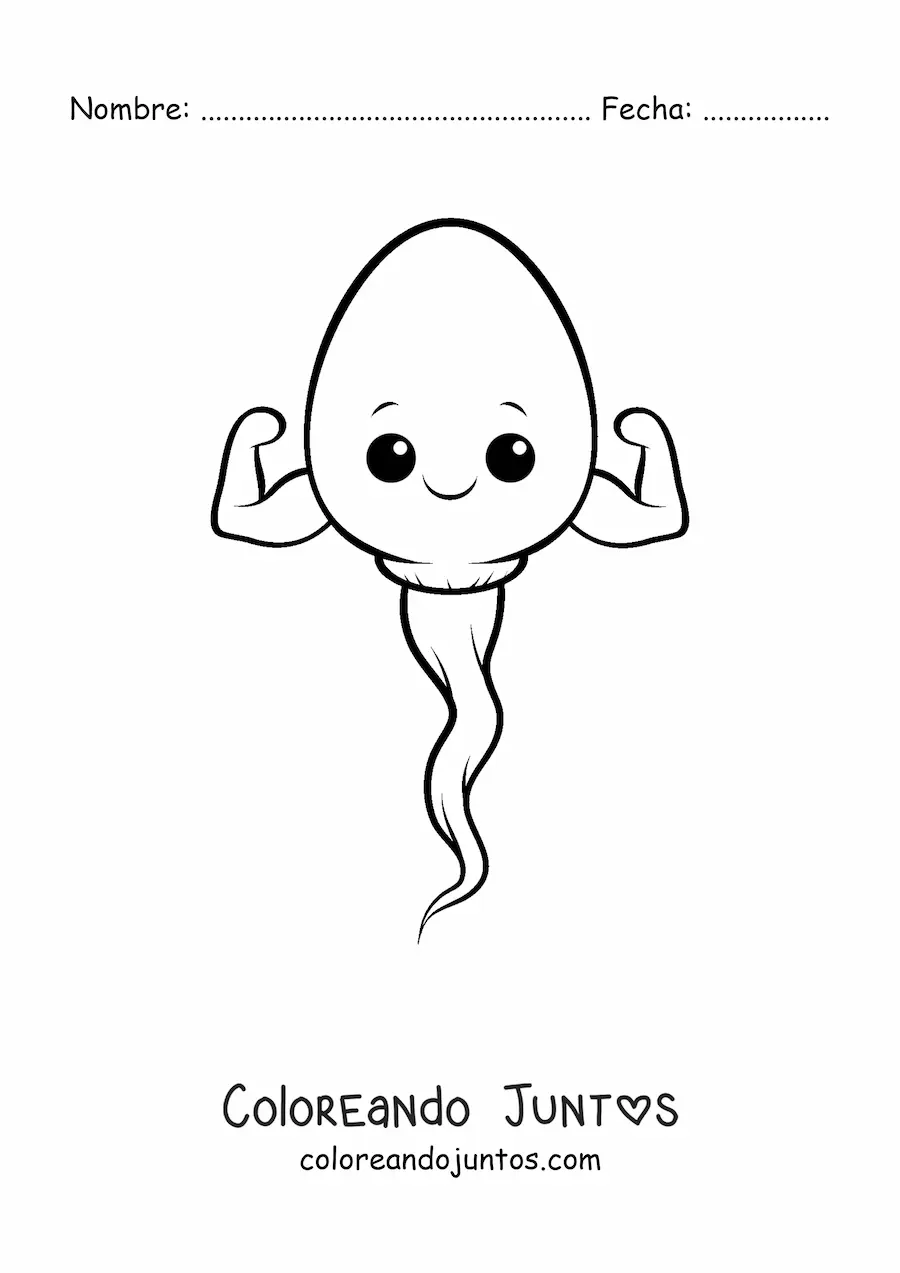 Imagen para colorear de espermatozoide kawaii
