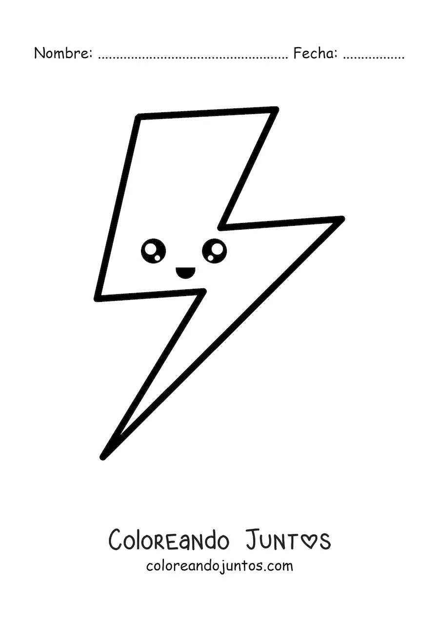 Imagen para colorear de rayo animado kawaii