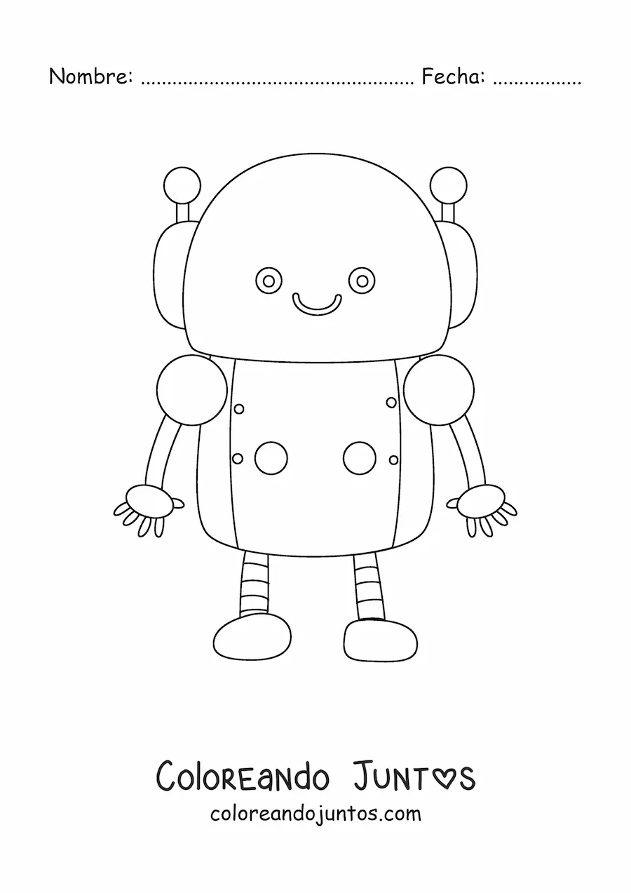 Imagen para colorear de robot kawaii