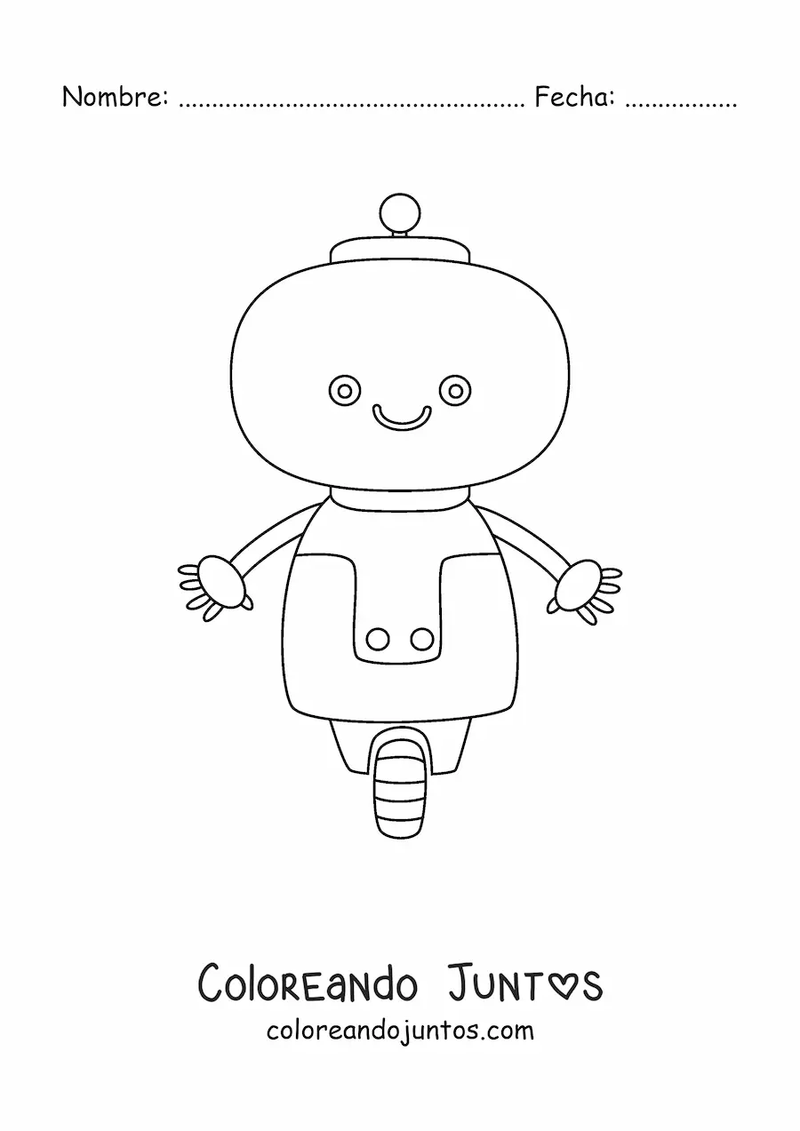 Imagen para colorear de robot kawaii animado