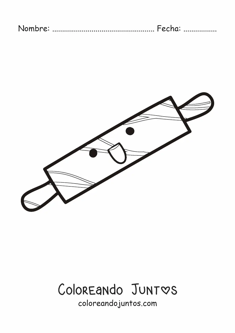 Imagen para colorear de rodillo kawaii fácil