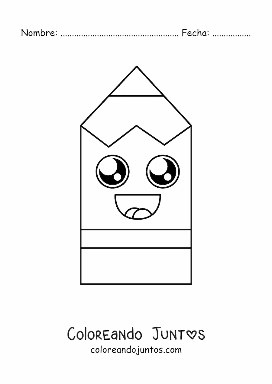 Imagen para colorear de lápiz kawaii