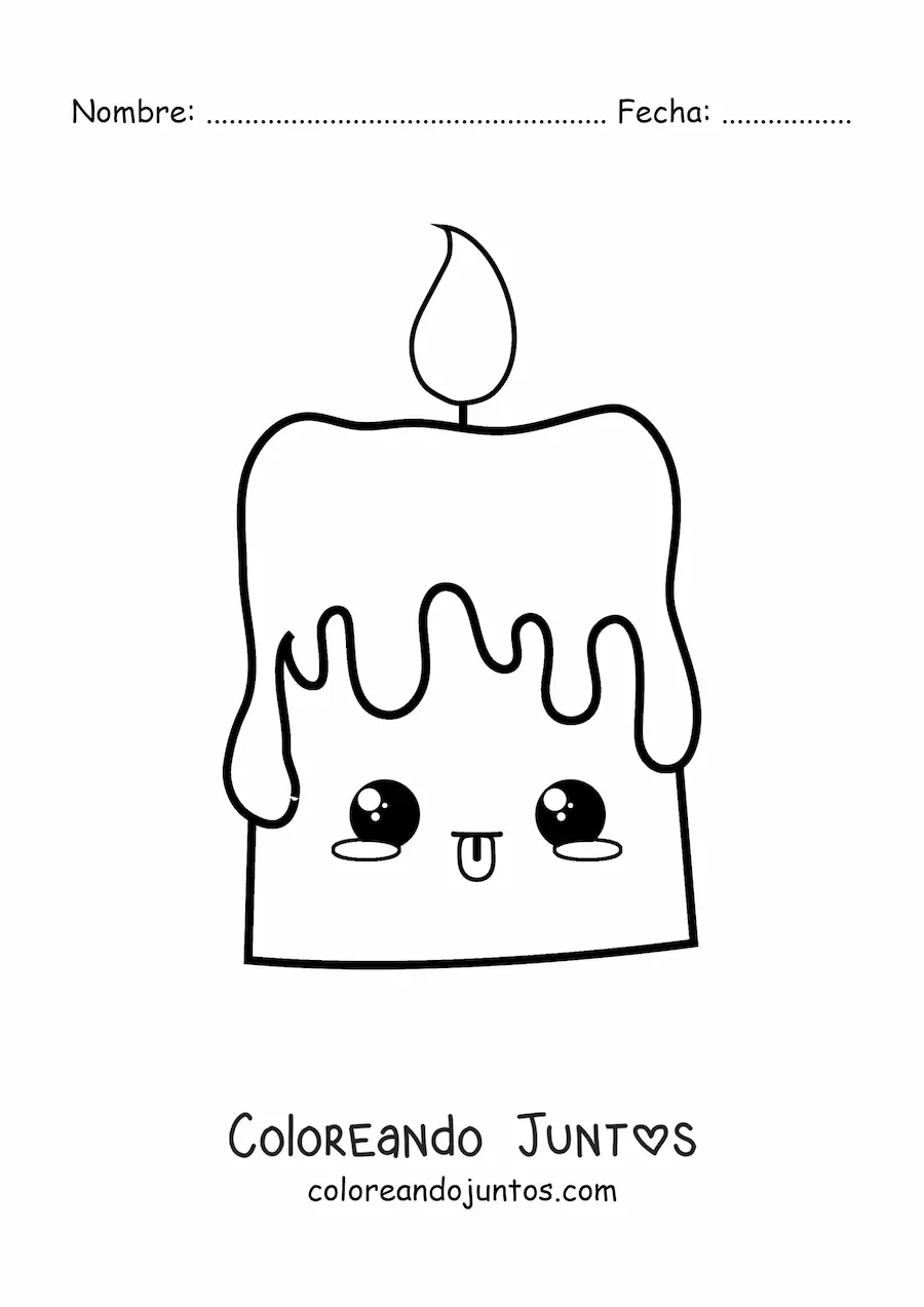 Imagen para colorear de vela kawaii encendida