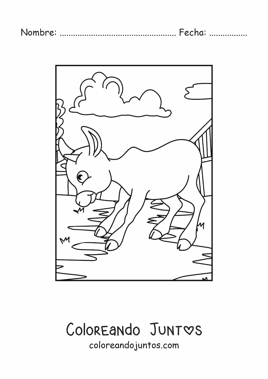 Imagen para colorear de becerro animado en la granja