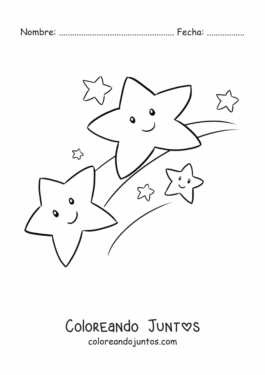 Imagen para colorear de estrellas fugaces animadas