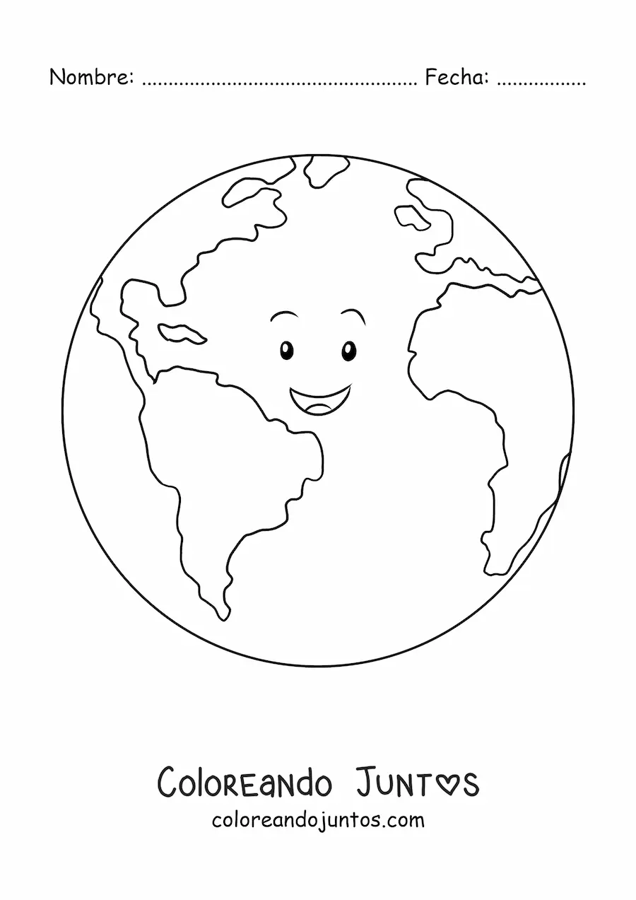 Imagen para colorear de la Tierra feliz