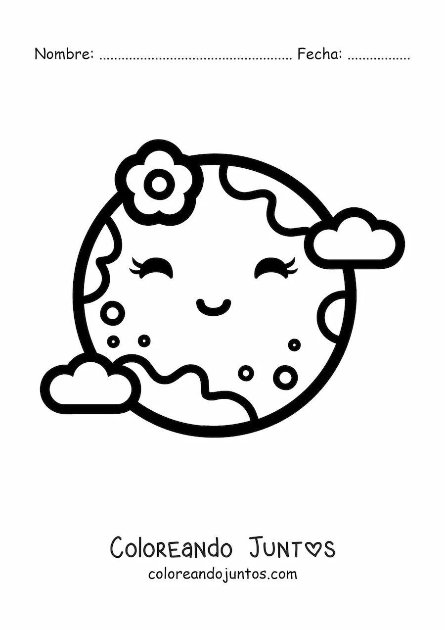 Imagen para colorear de la madre Tierra kawaii