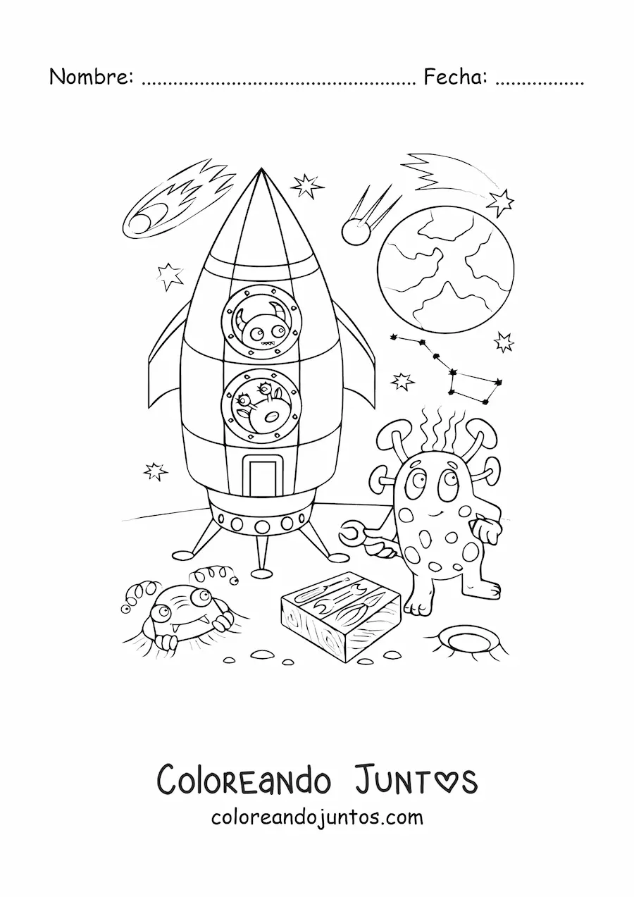 Imagen para colorear de vida de otro planeta