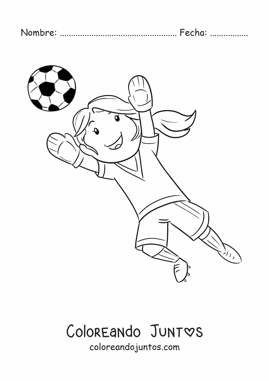 Imagen para colorear de niña portera