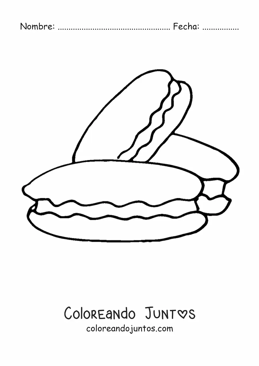 Imagen para colorear de tres galletas rellenas