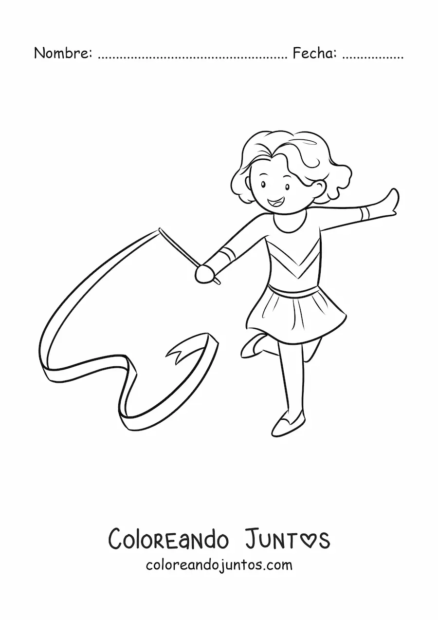 Imagen para colorear de niña practicando gimnasia artística