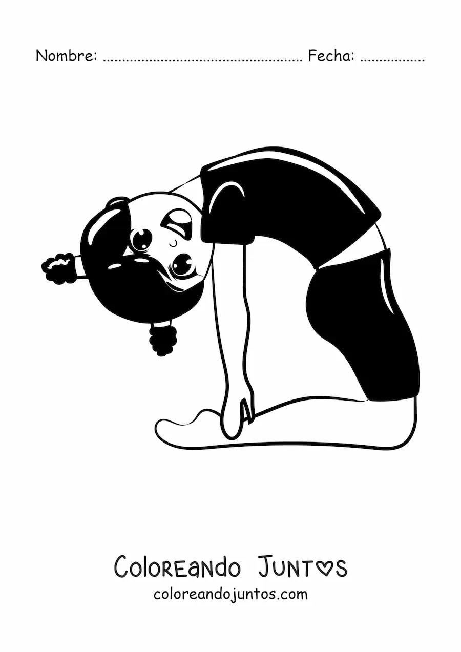 Imagen para colorear de niña kawaii haciendo gimnasia artística