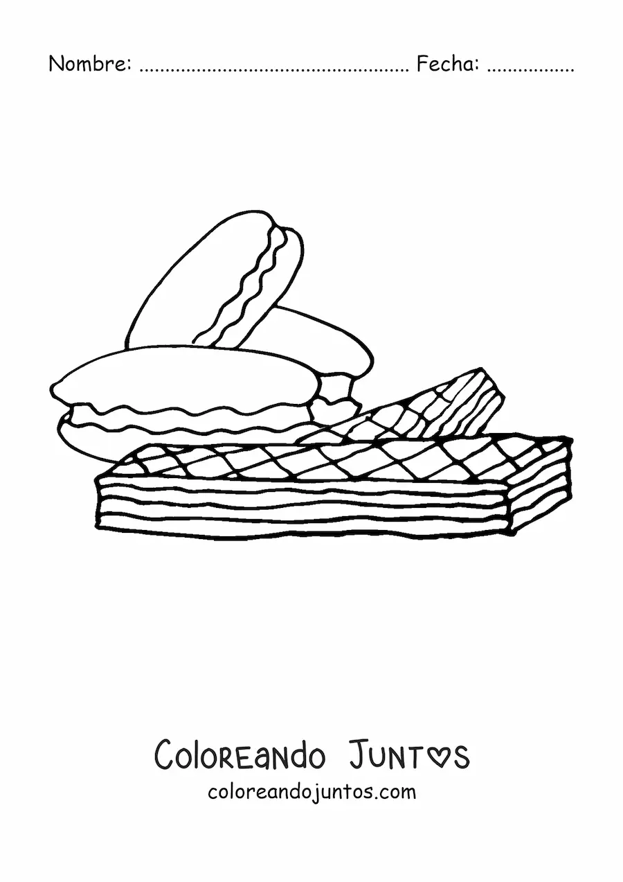 Imagen para colorear de varias galletas rellenas