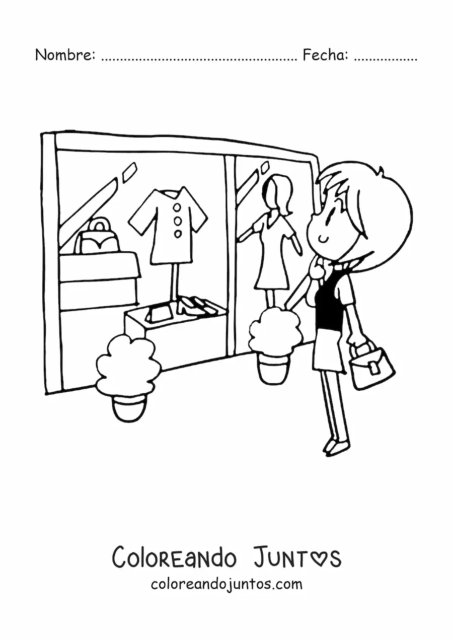 Imagen para colorear de tienda de camisas de mujer