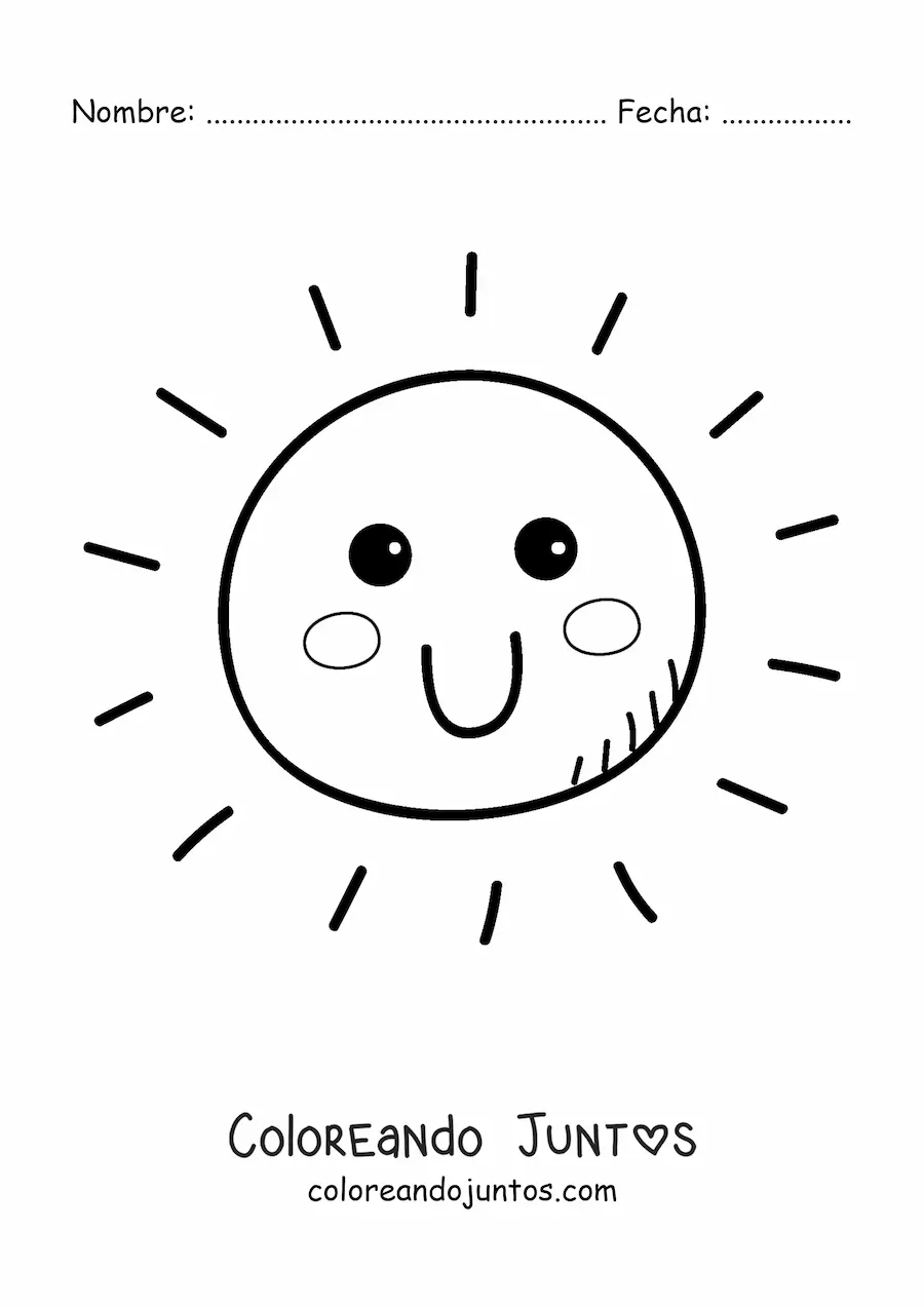 Imagen para colorear de Sol kawaii animado grande