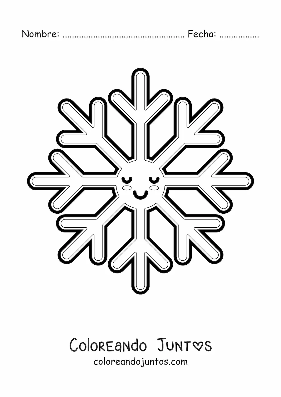 Imagen para colorear de copo de nieve kawaii animado