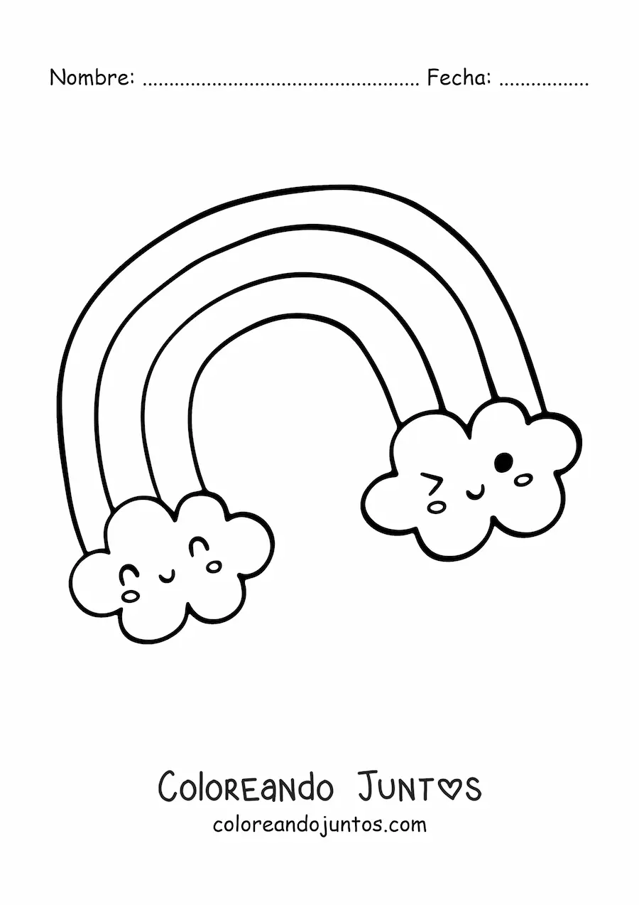 Imagen para colorear de arcoíris kawaii