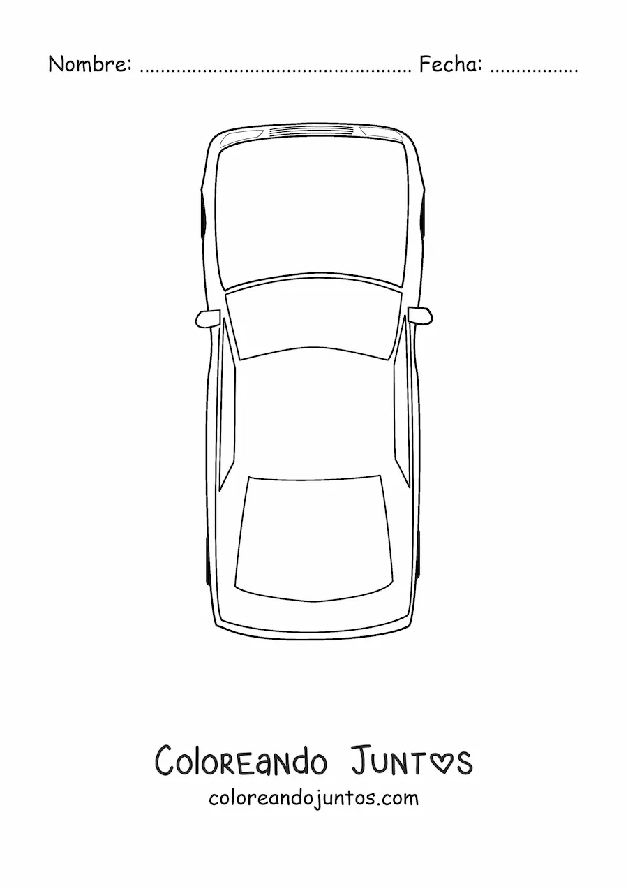 Imagen para colorear de un auto visto desde arriba
