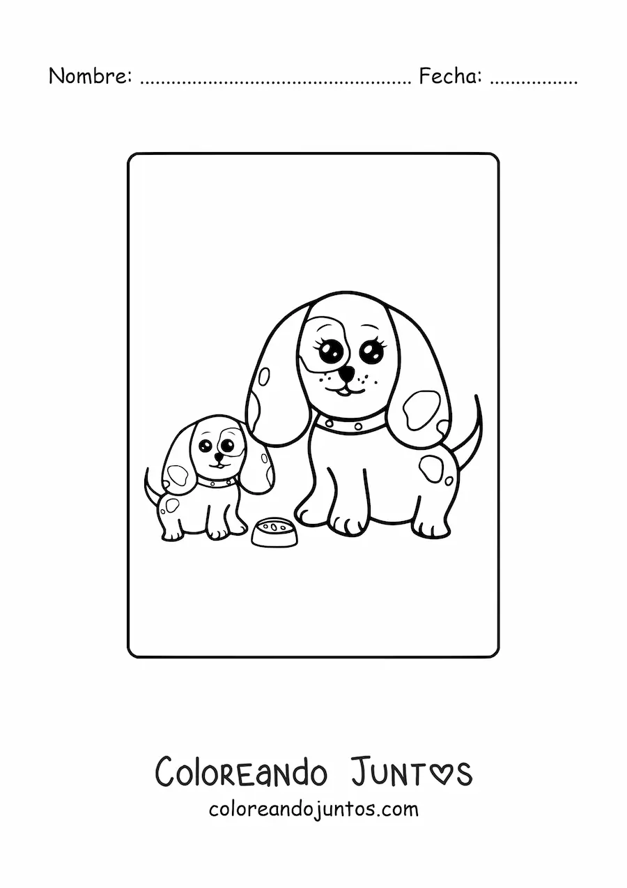 Imagen para colorear de mamá perruna con su cachorro