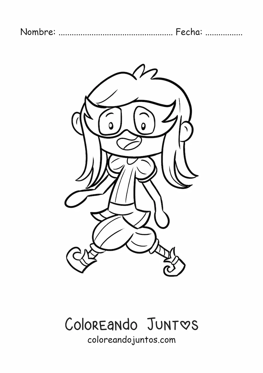 Imagen para colorear de niña con máscara desfilando en Carnaval