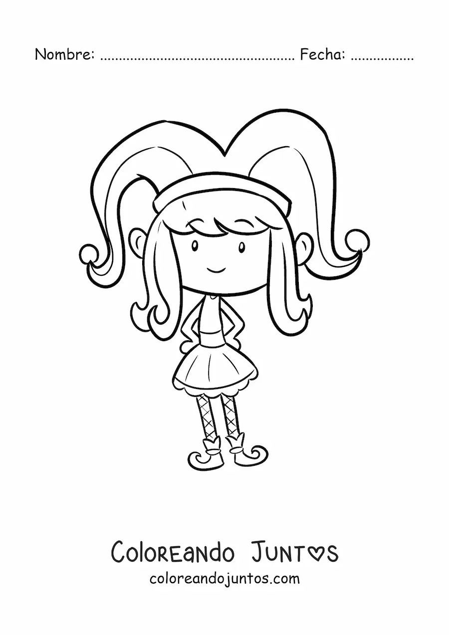 Imagen para colorear de niña con gorro de Carnaval