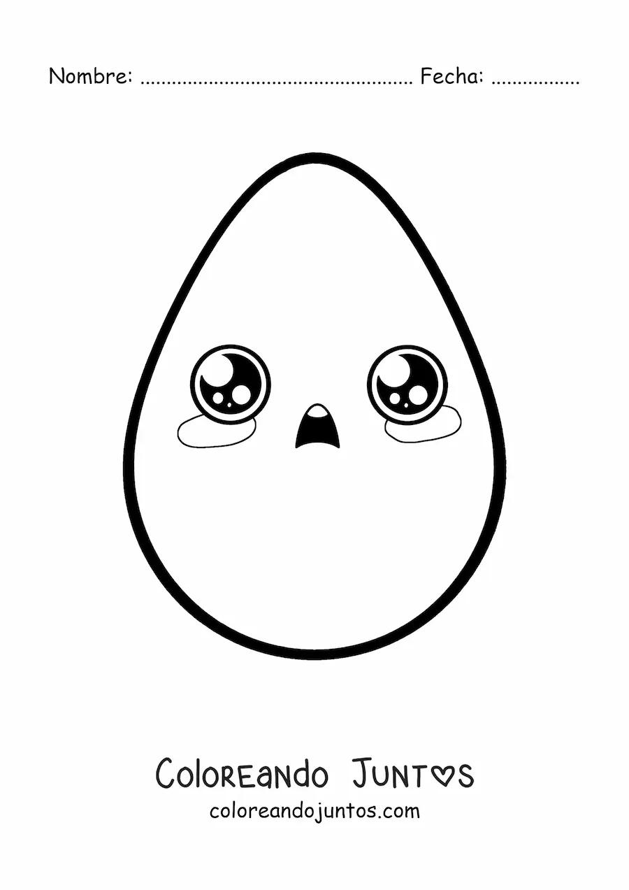 Imagen para colorear de huevo kawaii animado fácil