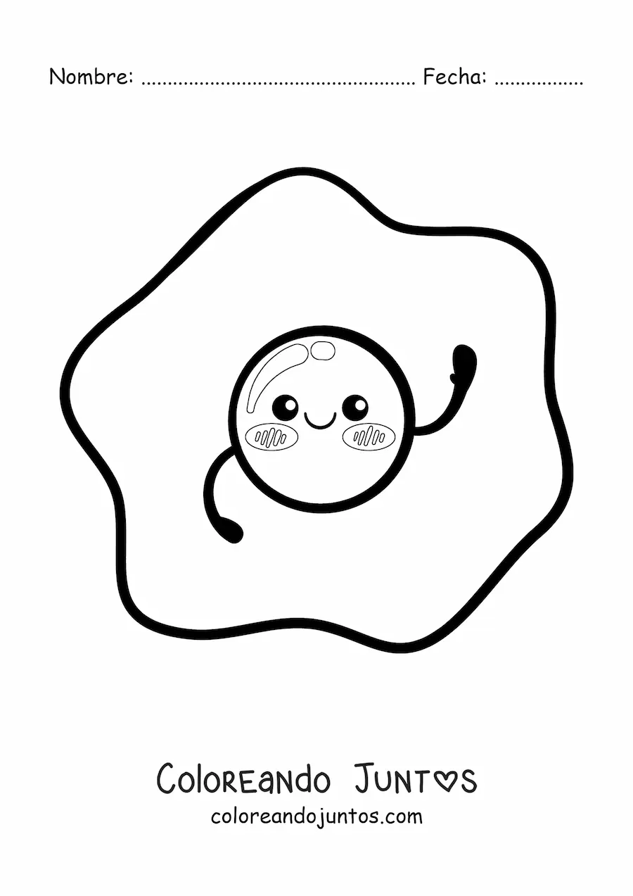 Imagen para colorear de huevo frito kawaii animado fácil