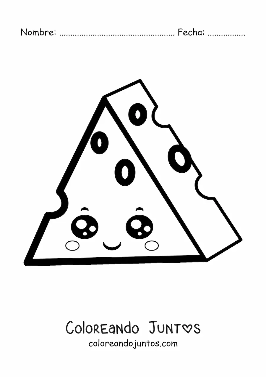 Imagen para colorear de queso kawaii