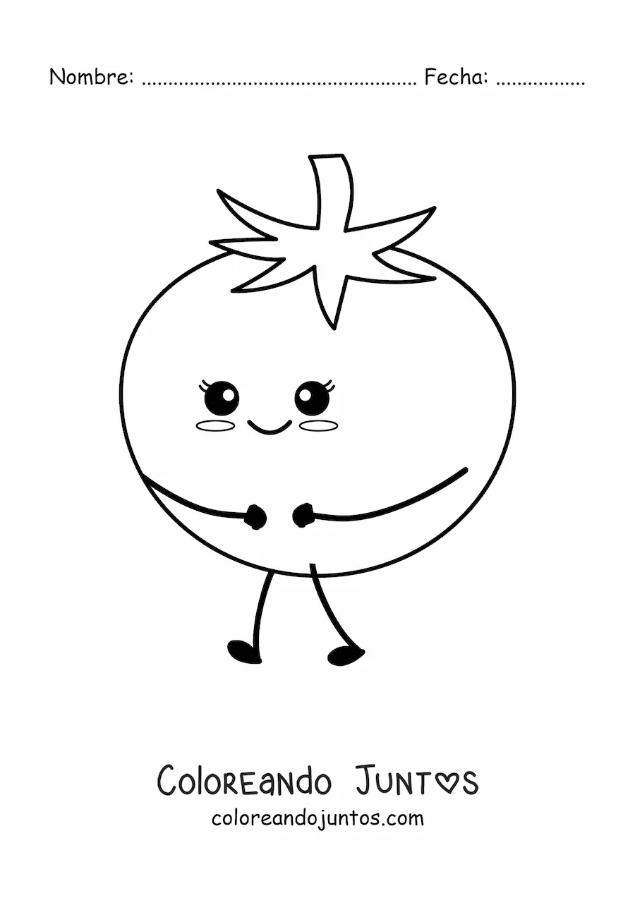 Imagen para colorear de tomate kawaii animado