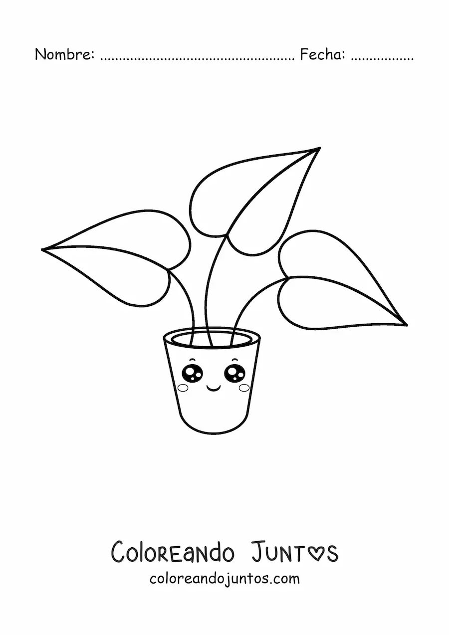 Imagen para colorear de planta bonita en una maceta animada