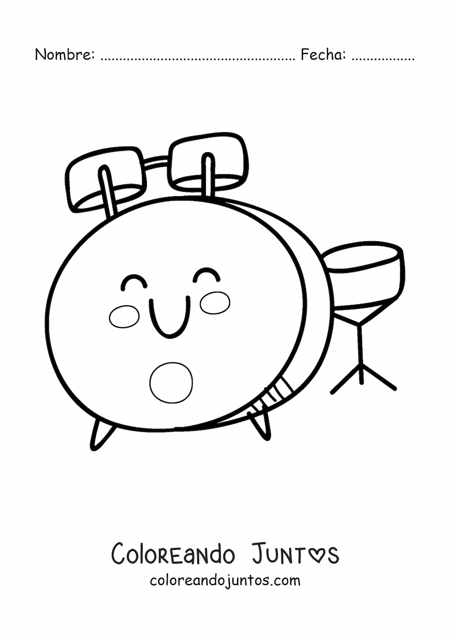 Imagen para colorear de batería kawaii fácil