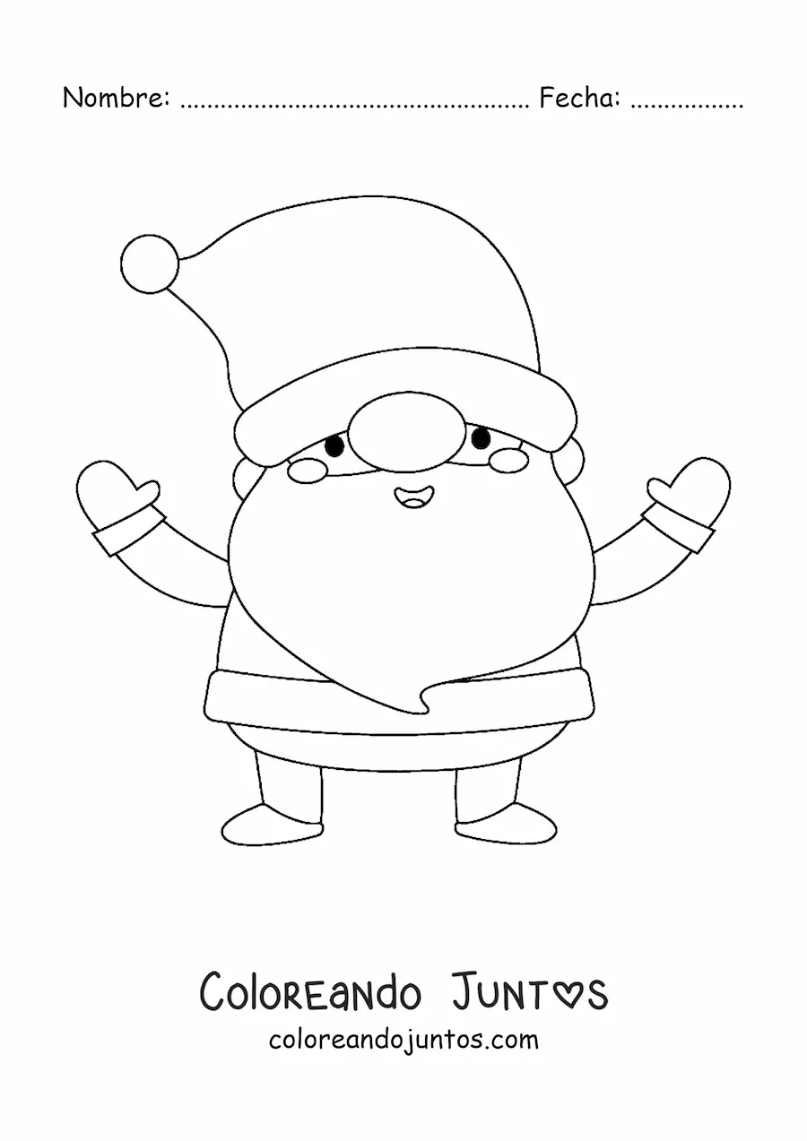 Imagen para colorear de papa Noel kawaii