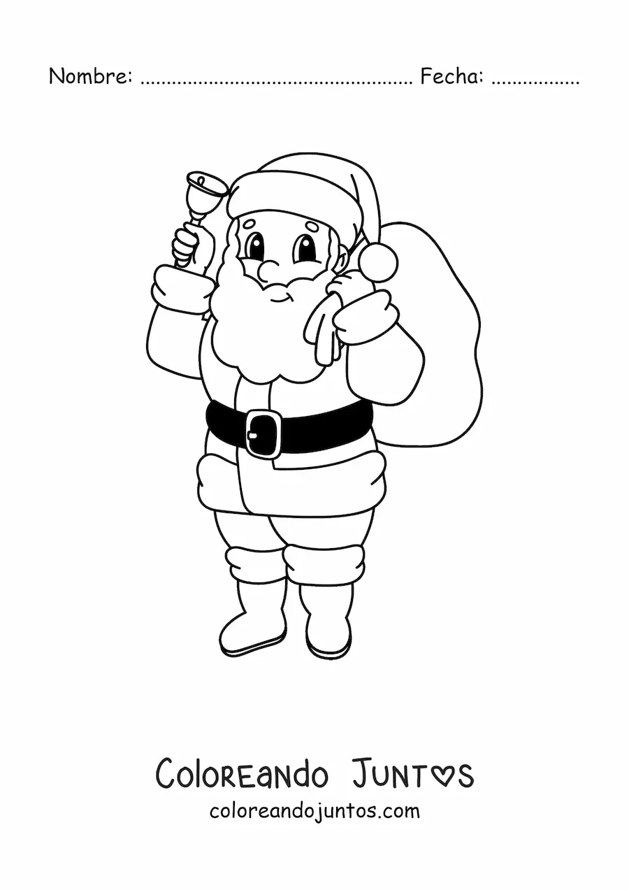 Imagen para colorear de viejito pascuero kawaii con regalos