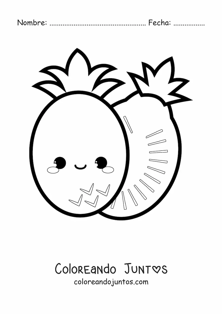 Imagen para colorear de una piña kawaii