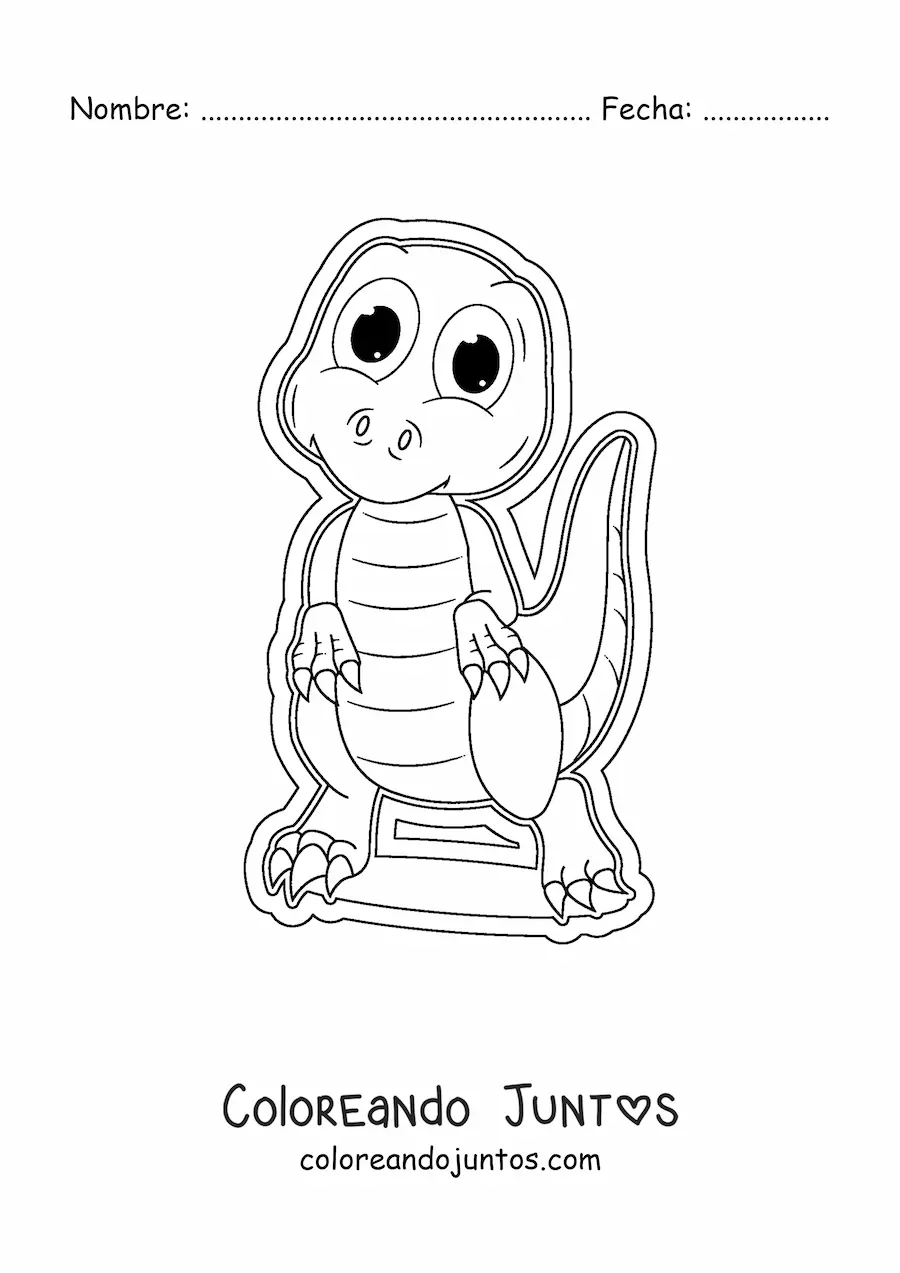 Imagen para colorear de dinosaurio kawaii grande