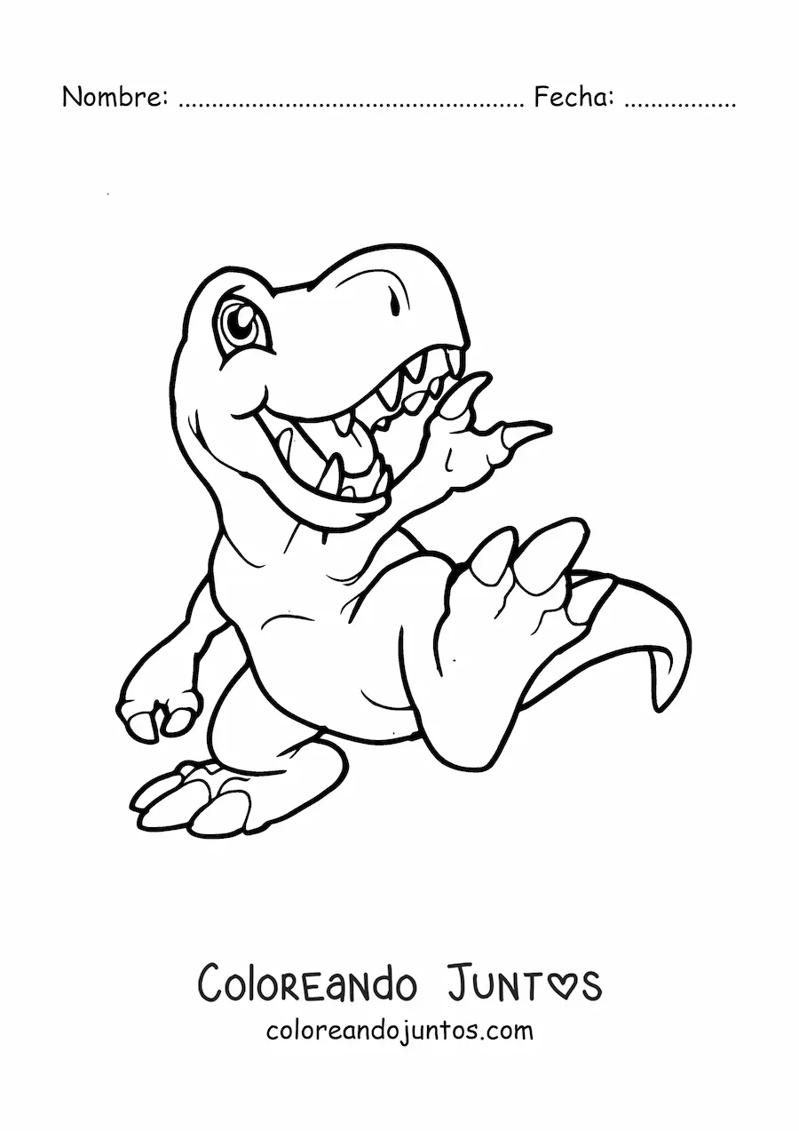 Imagen para colorear de t rex bebé tierno animado