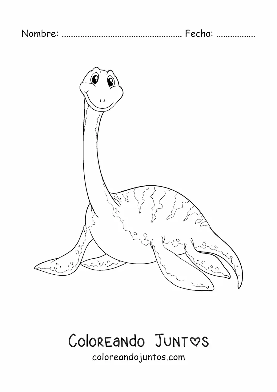 Imagen para colorear de dinosaurio marino animado