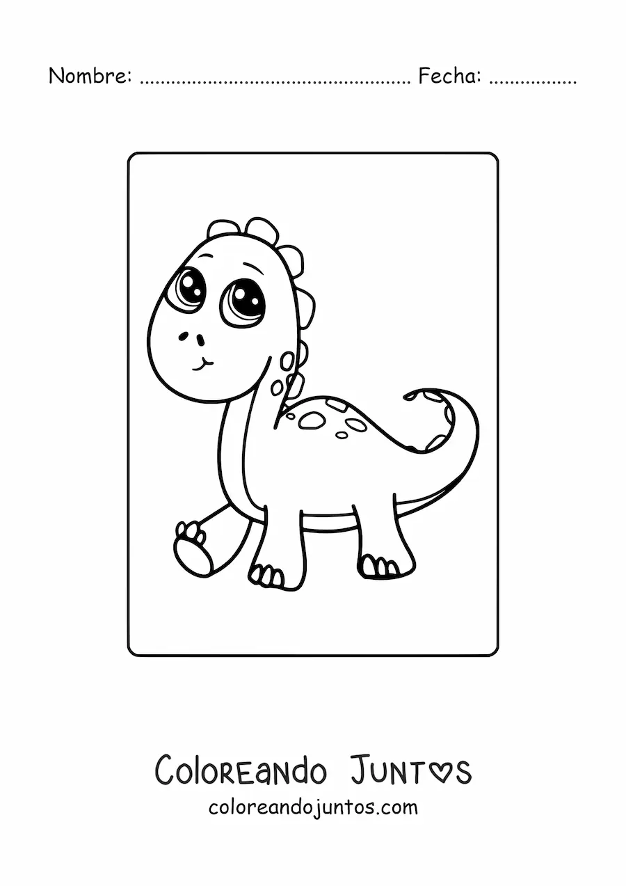 Imagen para colorear de dinosaurio bebé kawaii grande