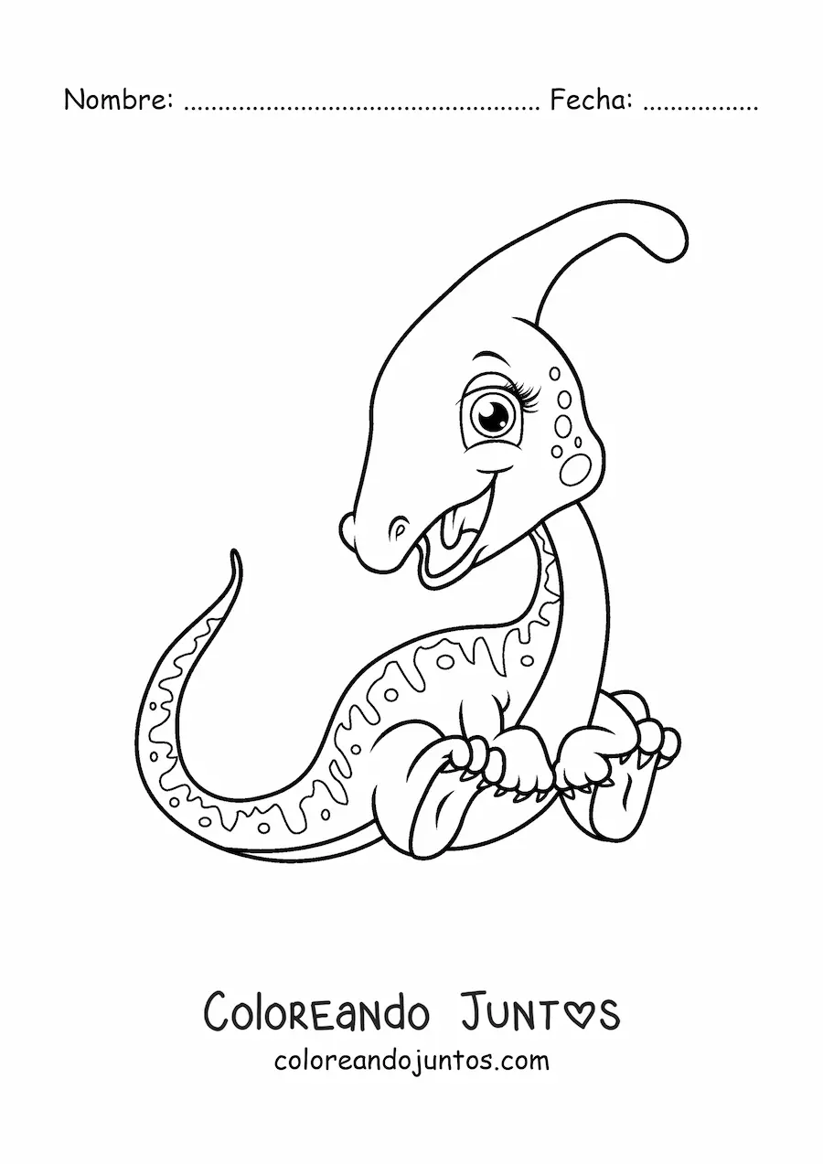 Imagen para colorear de dinosaurio bebé hermoso sentado