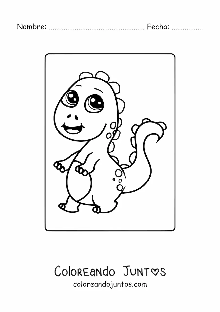 Imagen para colorear de dinosaurio bebé kawaii recién nacido