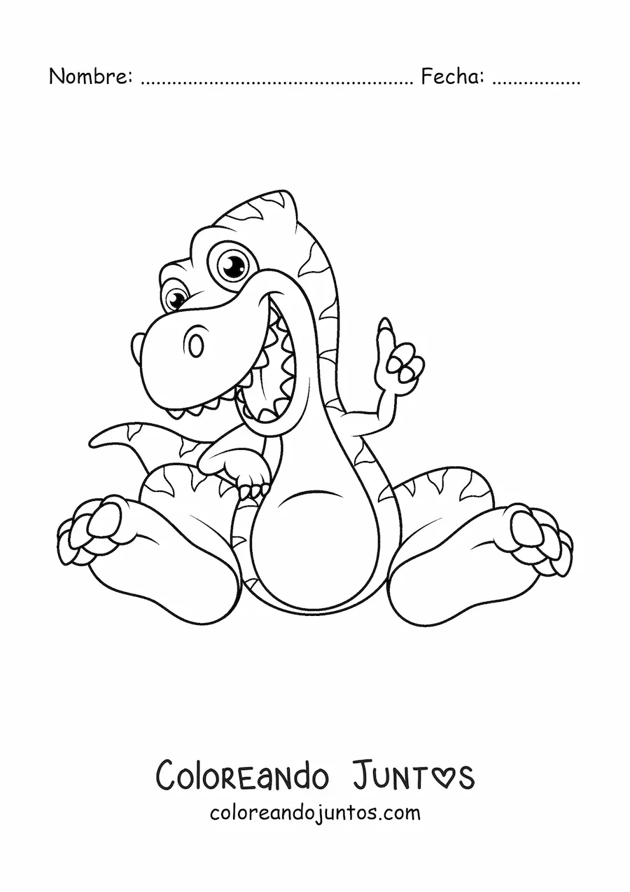 Imagen para colorear de dinosaurio bebé sentado