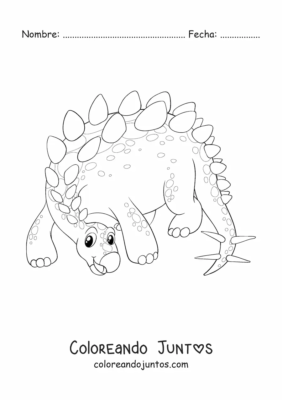 Imagen para colorear de dinosaurio herbívoro bonito