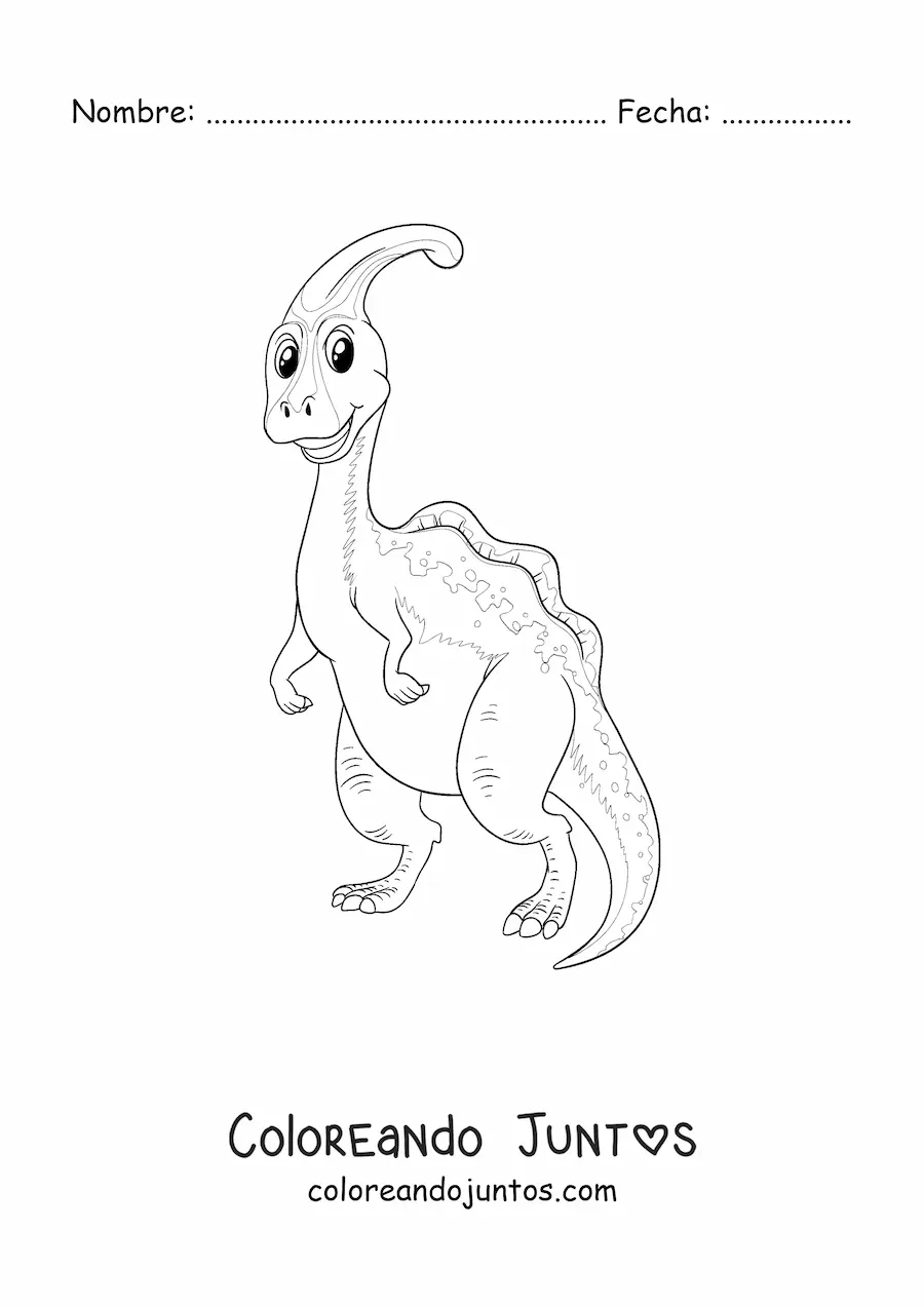 Imagen para colorear de dinosaurio herbívoro tierno